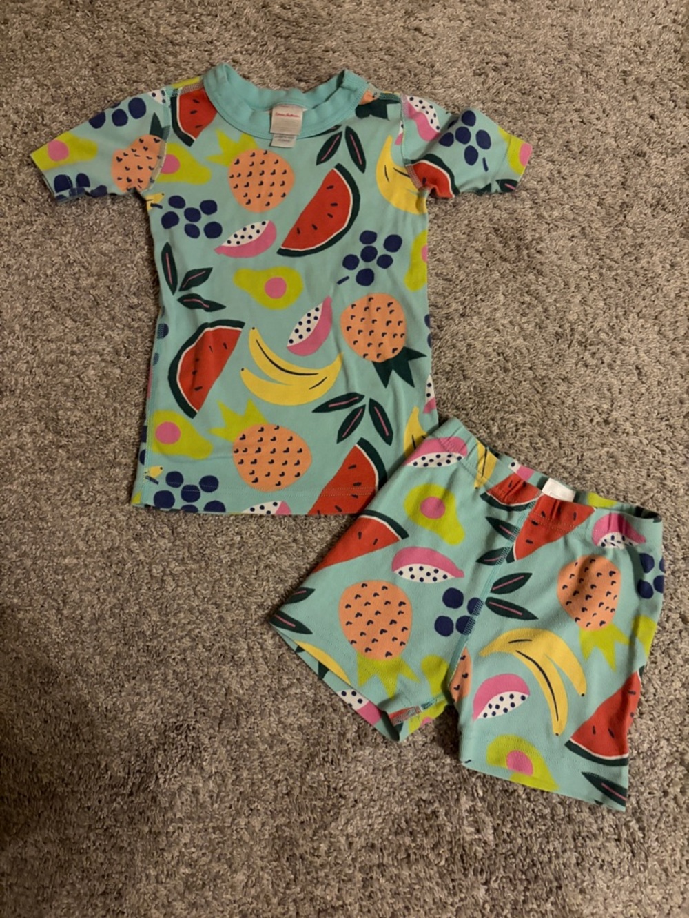 Hanna Andersson Aqua Fruit-Print Short Pajama Set